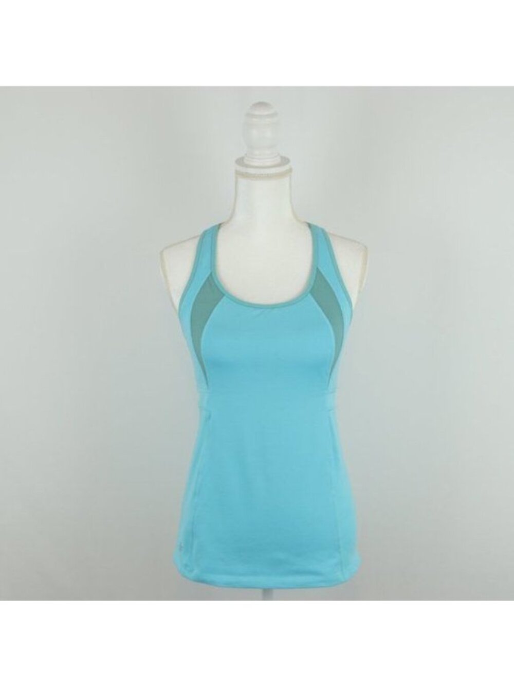 Athleta Stunner Women's Medium Blue T-Strap Activewear Support Built-In-Bra Tank
